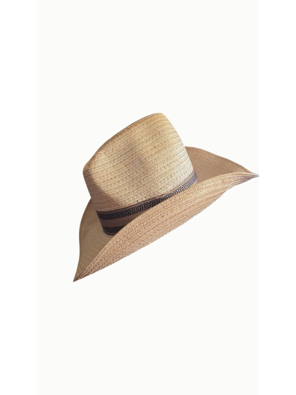 Dorfman Pacific Studs! Straw Cowboy Hat Western Feather Accent Tan Size 7 1/8 - Picture 6 of 10